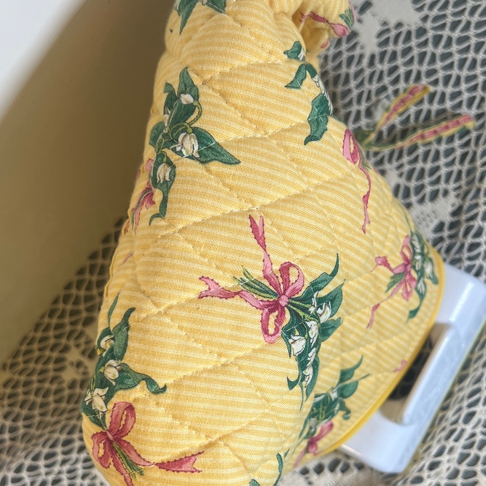 Vera Bradley Yellow HOPE Pink Ribbons Lined Cosmetic Makeup Bag 9"x5"x3" - FP - Picture 4 of 9
